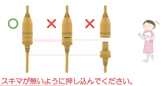 コネクタはスキマが無いように押し込んでください
